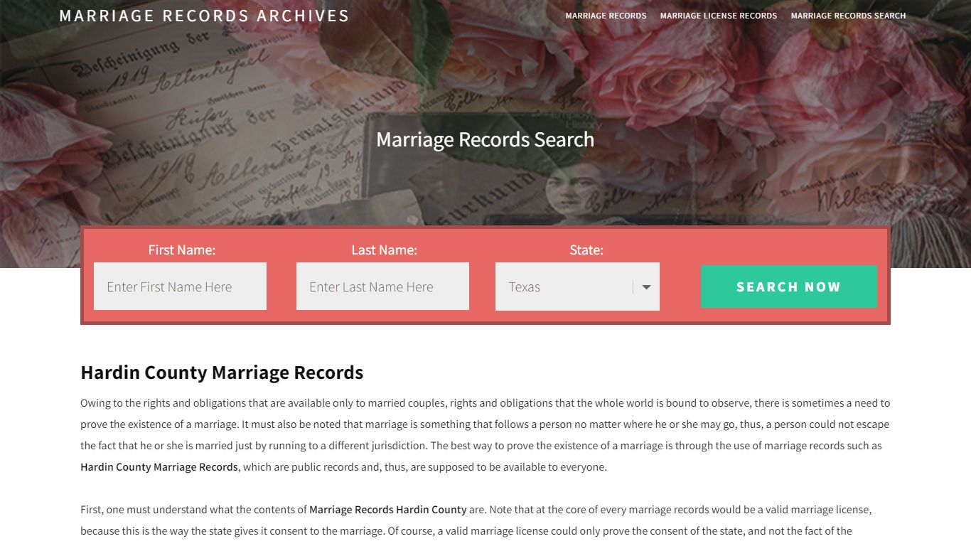 Hardin County Marriage Records