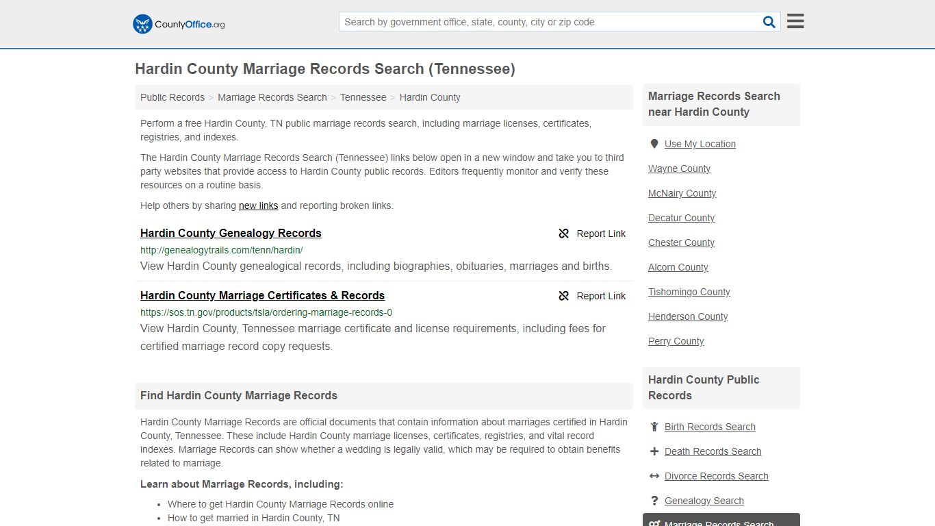 Marriage Records Search - Hardin County, TN (Marriage ...